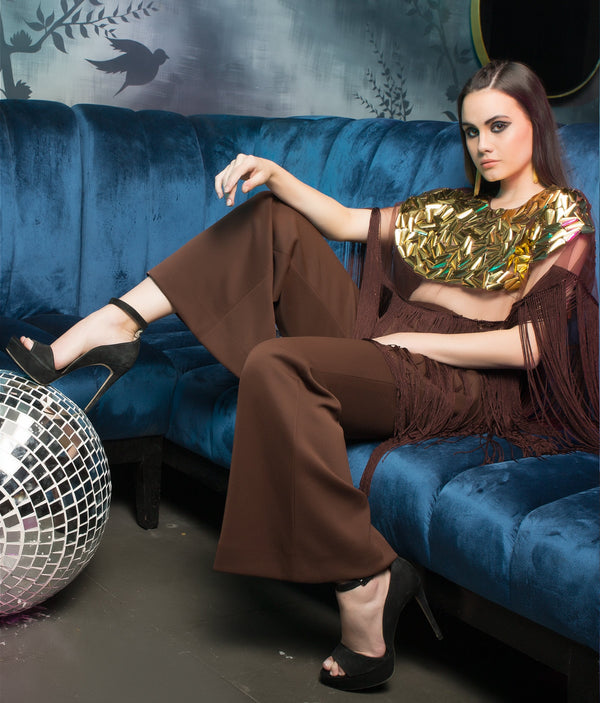 GOLD EMBELLISHED CAPE PANTSET