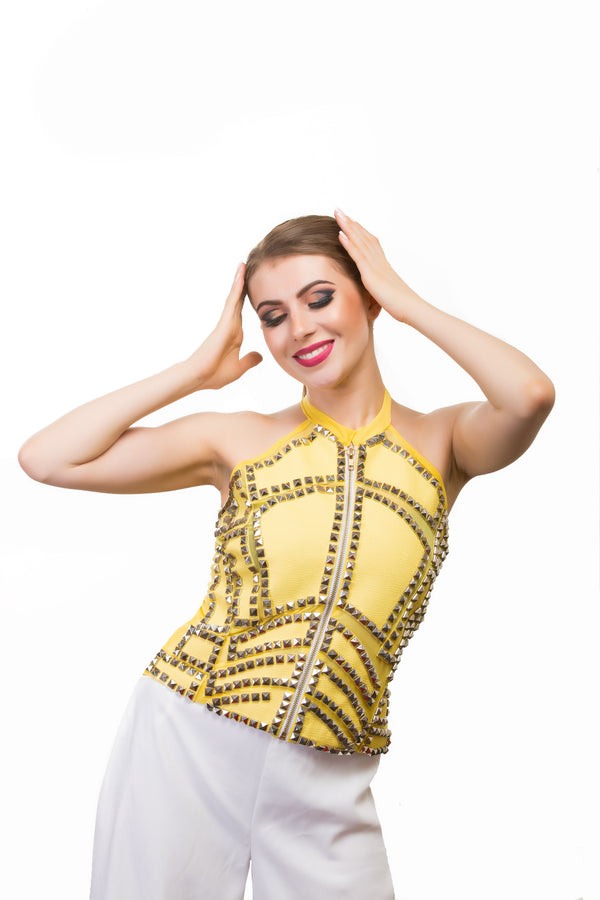 LEATHER CUTWORK TOP