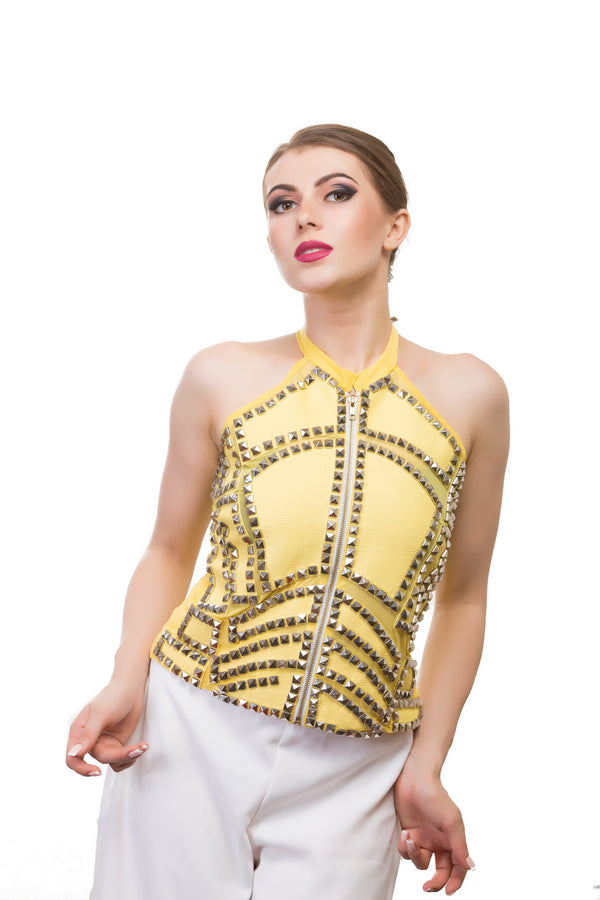 LEATHER CUTWORK TOP