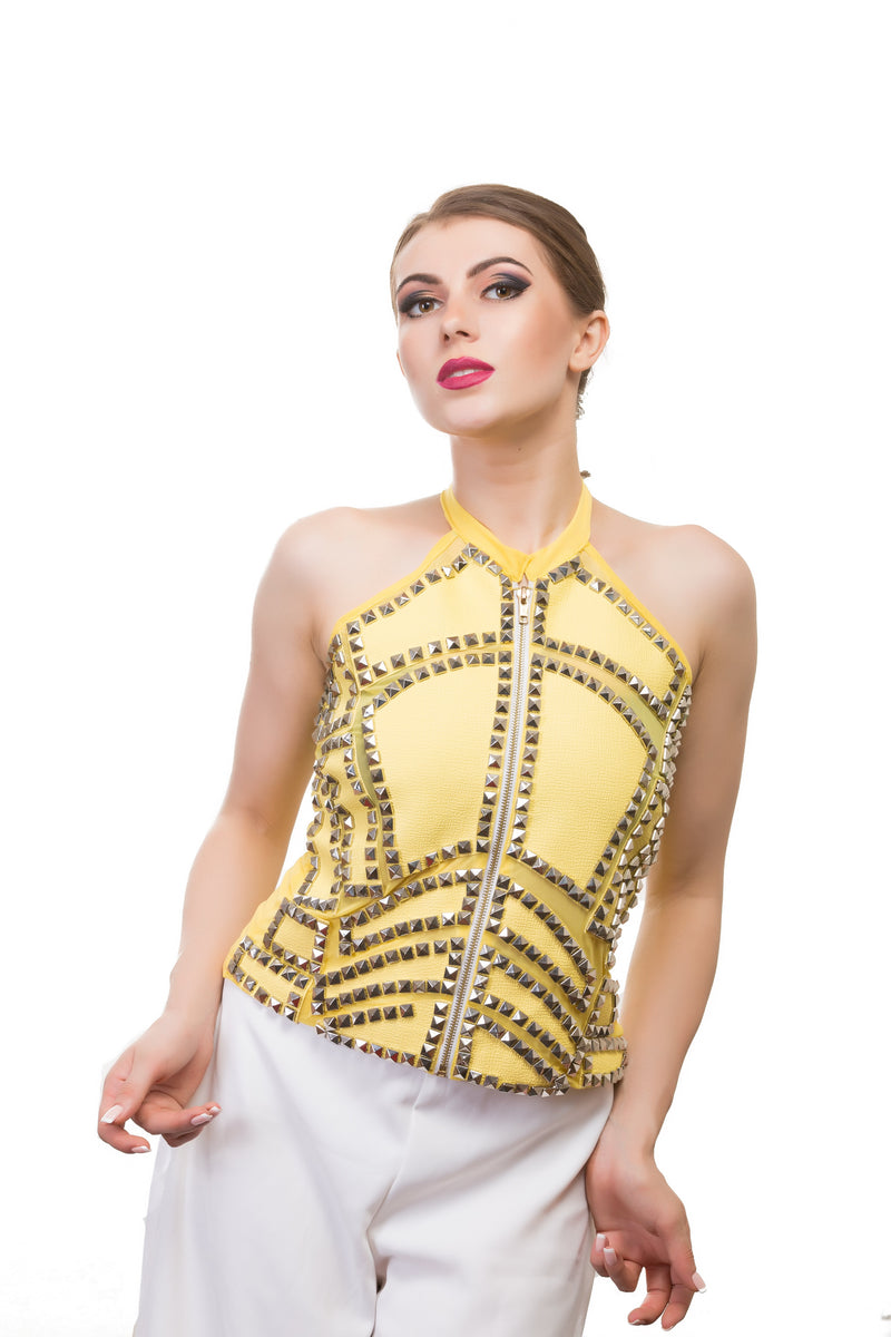 LEATHER CUTWORK TOP