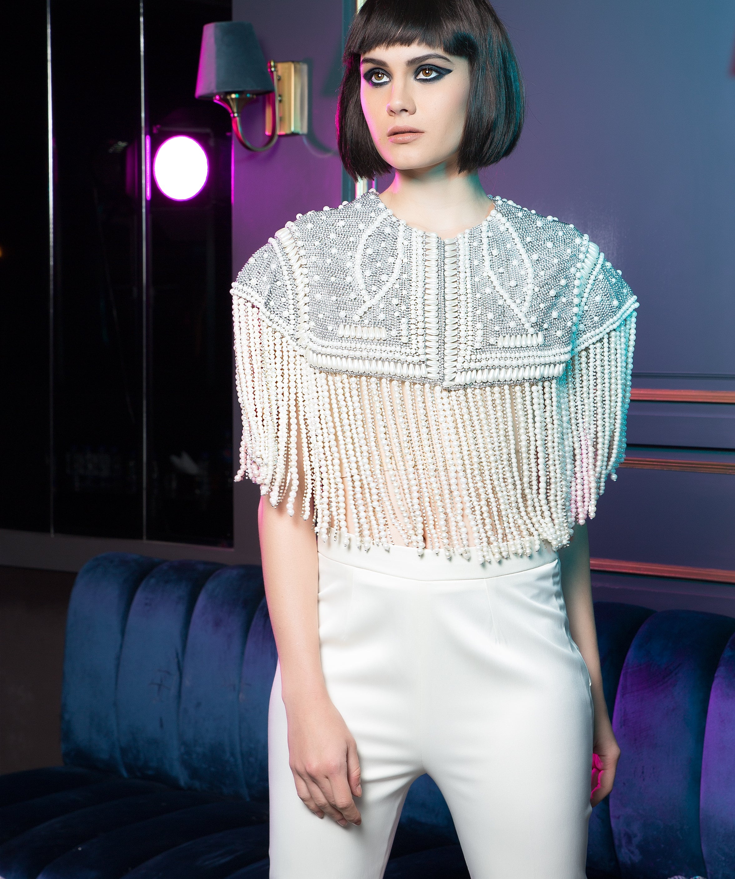 PEARL ENCRUSTED CAPE SET