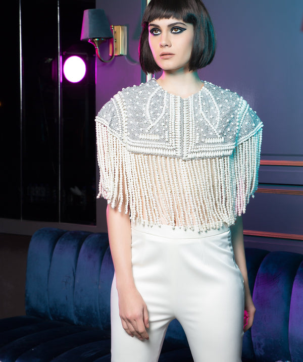 PEARL ENCRUSTED CAPE SET